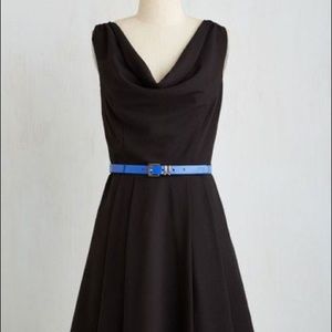 Modcloth Black Belted Sleeveless Dress